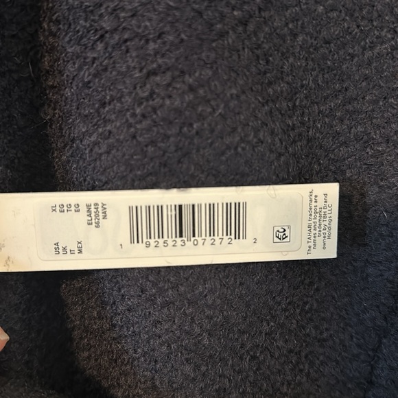 NWT Tahari Elaine Navy Blue Belted Wool Coat with Faux Leather Trim - Picture 11 of 11